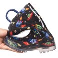 thumbnail image 2 of Toddler Boys Rain Boots Little Kids Baby Light Up Rubber Printed Waterproof Mud Insulated Shoes Cosmos Black Lightweight Adorable with Easy-on Handles Non Slip Size 10, 2 of 5