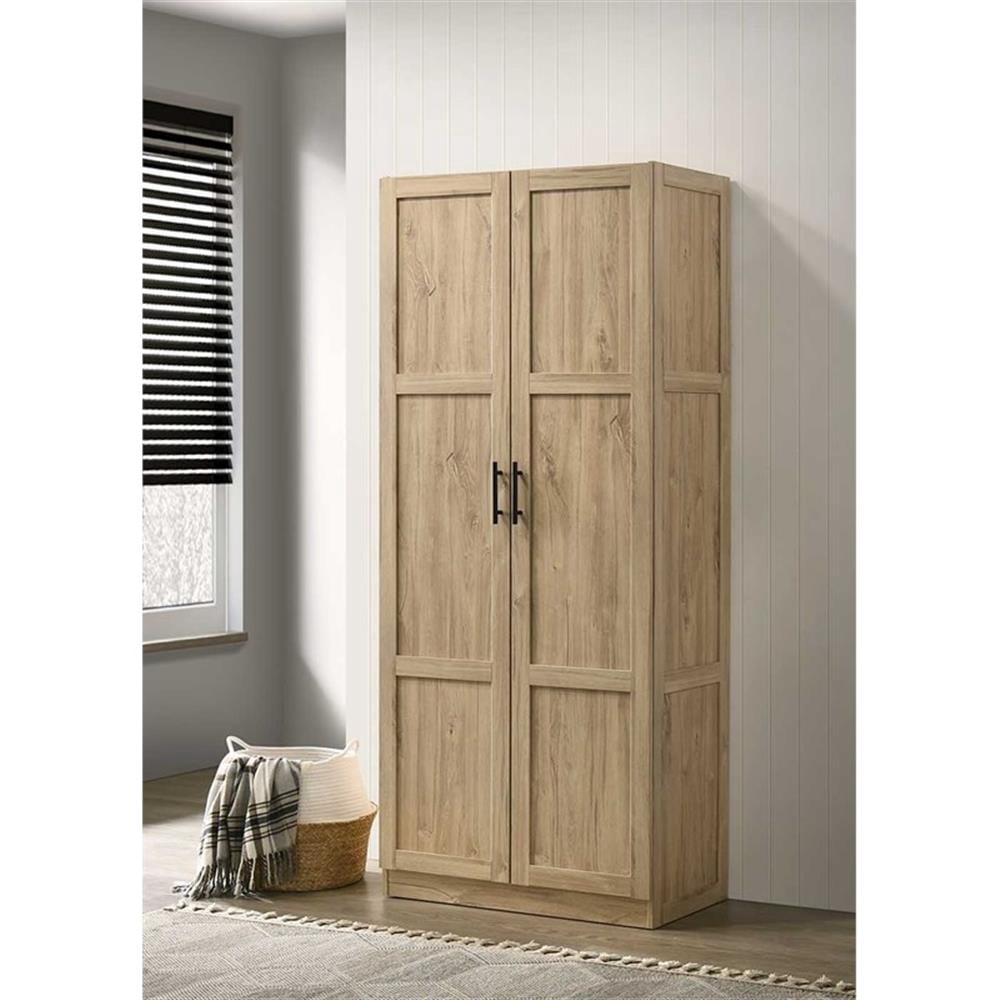 Pemberly Row Contemporary Engineered Wood Storage Cabinet in Light Wood