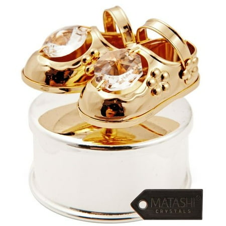 Matashi Crystal - 24K Gold Plated Baby Shoes Jewelry Box Made with Crystals - Walmart.com