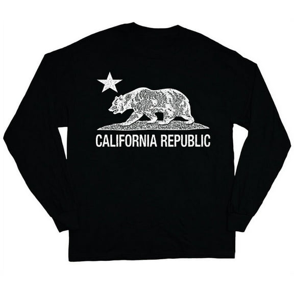 White California bear T-shirt Men's Long Sleeve Tee Black