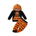 thumbnail image 1 of FOCUSNORM Boys Halloween Clothes Set Long Sleeve Hooded Pullover + Trousers, 1 of 9