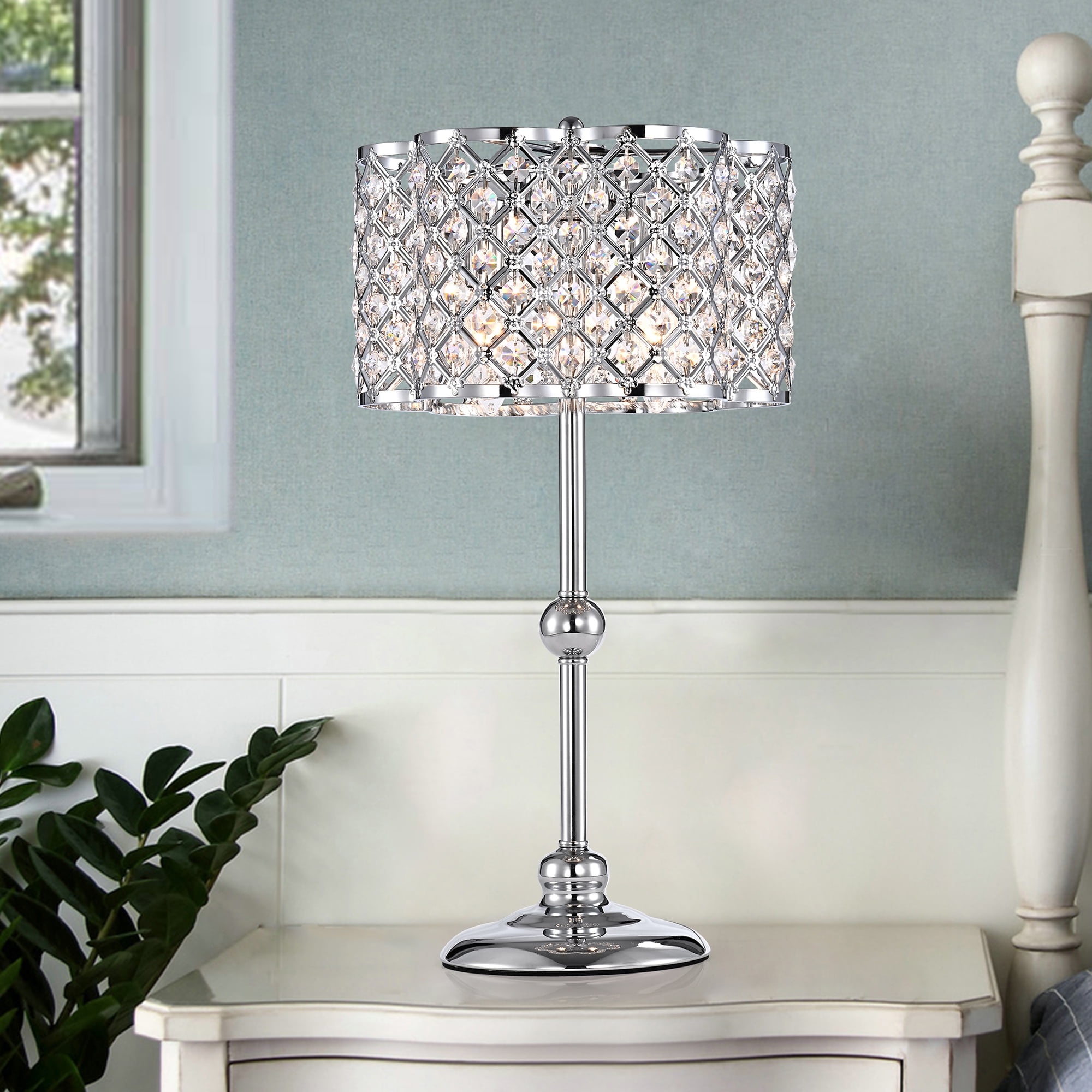 Jeem Crystal and Chrome Table Lamp