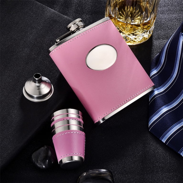 Stainless Steel Hip Flask Gift Set - 8oz (230ml) Whiskey Flask With Cups, Professional Finish