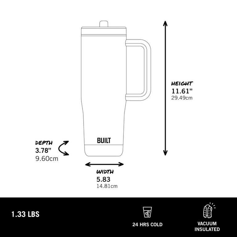 BUILT Cascade 40 oz Stainless Steel Tumbler Water Bottle