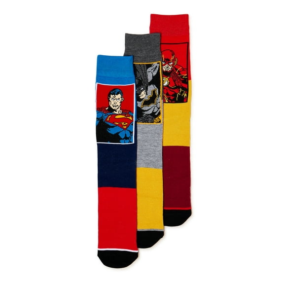 Justice League Men's Crew Socks, 3-Pack