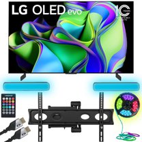 LG OLED48C3PUA OLED evo C3 48 Inch HDR 4K Smart OLED TV (2023) Bundle with Monster TV Full Motion Wall Mount for 32"-70" with 6 Piece Sound Reactive Lighting Kit