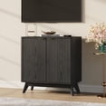 thumbnail image 6 of 29" Modern Sideboard Buffet Cabinet with Storage, Fluted 2-Door Accent Cabinet with Rounded Corners, Walnut Wood Grain Console Table for Coffee Bar, Entryway & Dining Room, Adjustable Shelves, 6 of 7