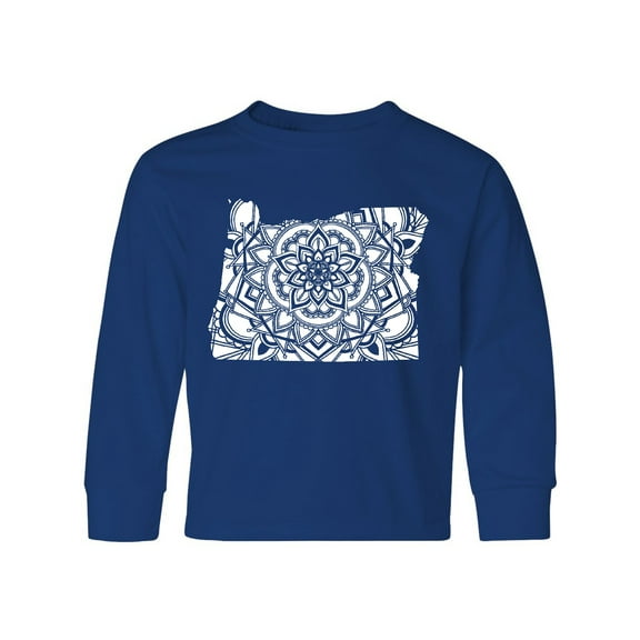 Inktastic Oregon Silhouette Mandala Long Sleeve Youth T-Shirt