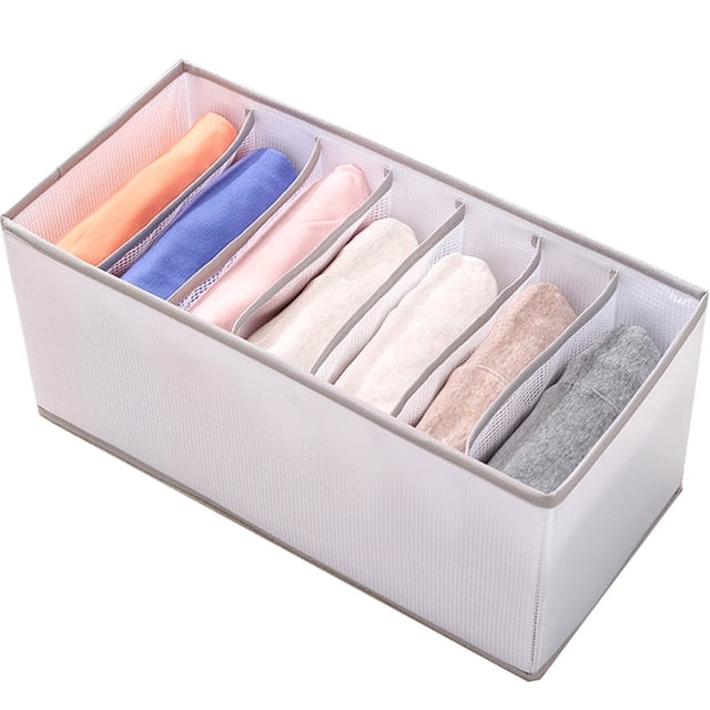 Closet Underwear Organizer Drawer Divider 7 Grids Foldable Storage Box for Clothes Socks