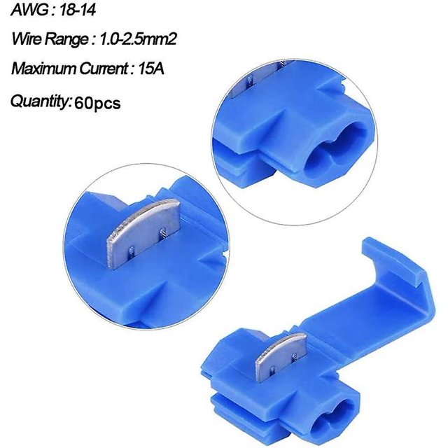 60 piezas de conectores rápidos Scotch Lock, conectores de bloqueo Scotch, conector de derivación rápida (azul) Banban ShuxiuWang 8390613564337
