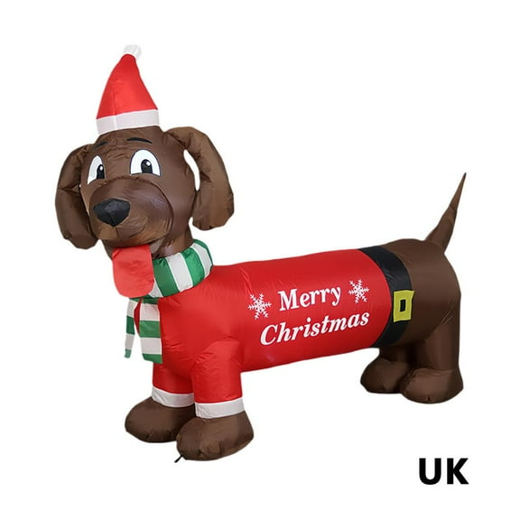 Pekkaxy Christmas Inflatable Dachshund Dog with Build-in LED Lights,Blow up Yard Decorations with LED Light Up for Xmas,Outdoor Christmas Decorations for Yard Holiday Party Garden Lawn Dcor