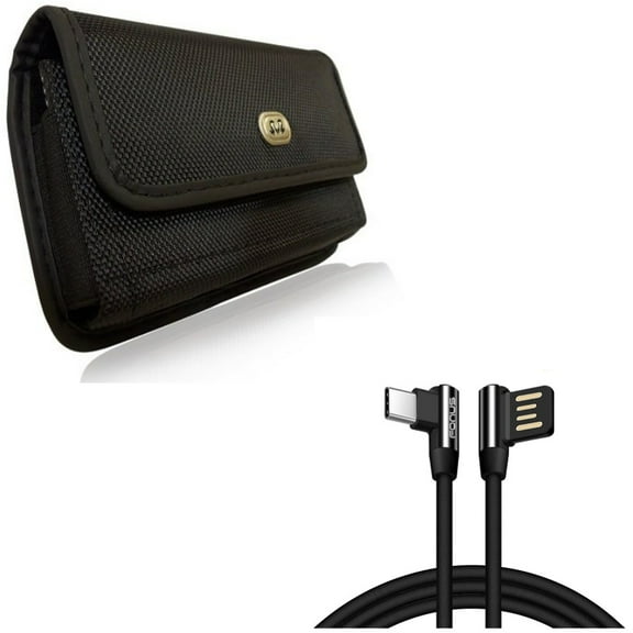 Charger Cord 6ft Type-C Angle USB Cable w Holster Rugged Case Belt Clip Z9V for LG Stylo 4 Plus - Motorola Moto Z4 Z3 Play Z2 Play Z Play Droid Force Droid G7 - OnePlus 5T, 6, 6T - Razer Phone