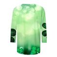 thumbnail image 4 of miqiqism Womens 3/4 Length Sleeve Tshirts St Patrick's Day Pullovver Tops Round Neck Tunic Shirts Funny Shamrock Top Outfit,#03_Green,3X-Large, 4 of 5