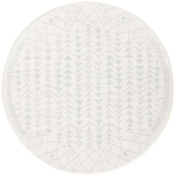 SAFAVIEH Tulum Goddard Moroccan Geometric Area Rug, 6'7" x 6'7" Round, Ivory/Light Grey