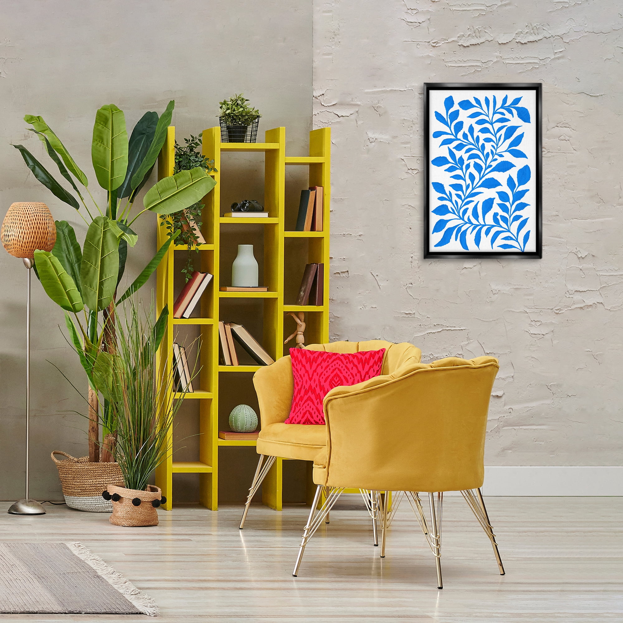 Stupell Industries Blue Snake Plant Botanical & Floral Painting Black Floater Framed Art Print Wall Art, 17 x 25