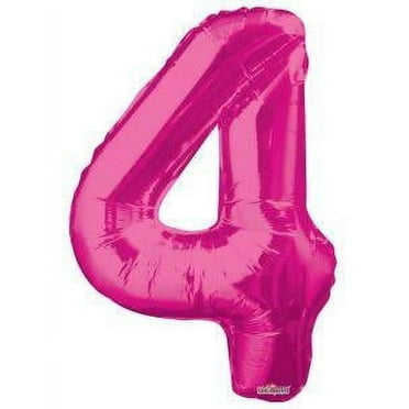 Giant Pink Number 4 Foil Balloon 34"