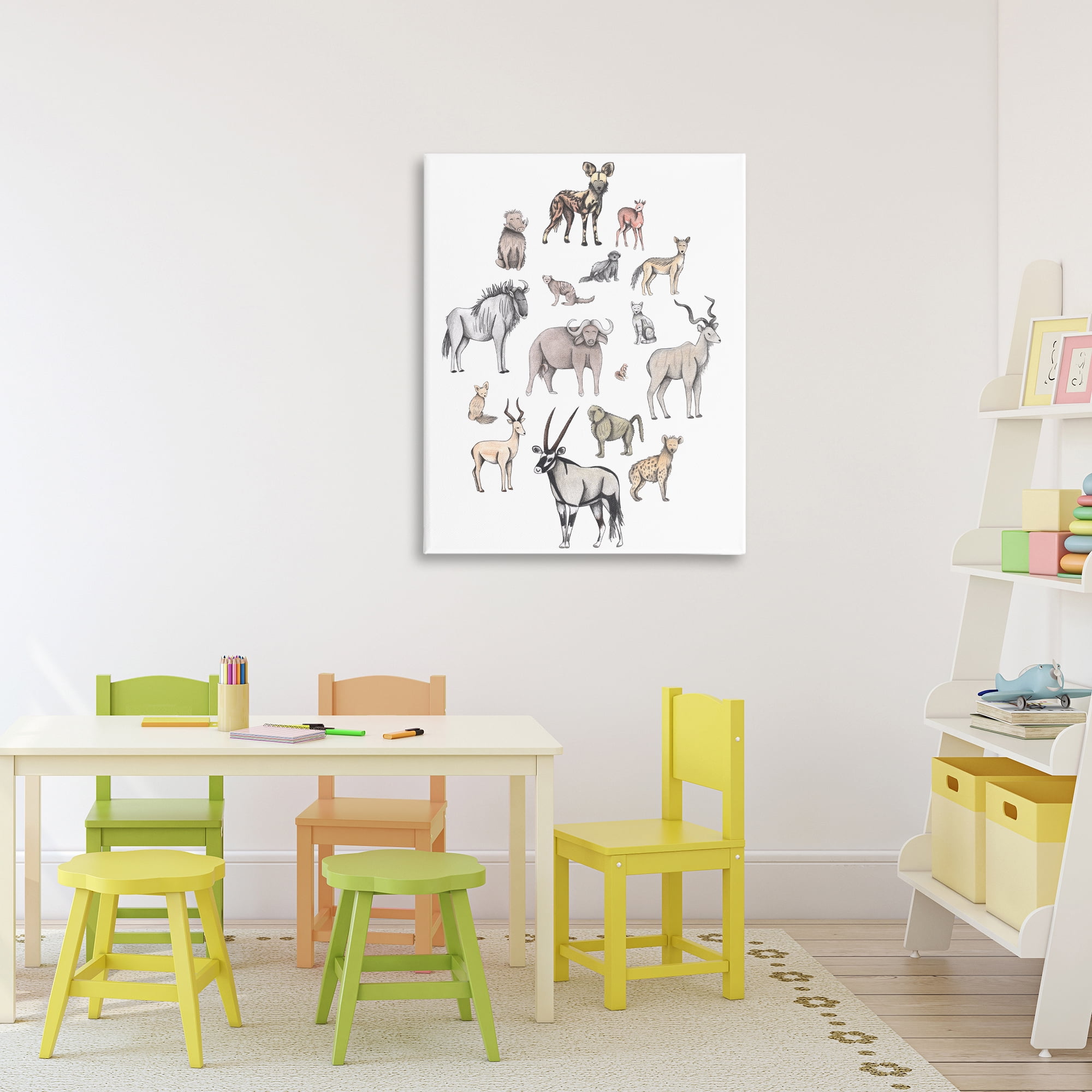 Simple Africa Animals Canvas Wall Art, design by Cecilia Battaini