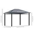 thumbnail image 3 of Outsunny Pavillon à Toit Rigide 13 Pieds x 10 Pieds, Auvent de Gazebo, Pavillon de Patio Extérieur, Gris Foncé, 3 of 10