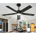 thumbnail image 1 of OUTON 52" Ceiling Fan with Lights and Remote Control, Indoor Outdoor Ceiling Fans for Bedroom, Living Room,Modern Fanlight with 5 Dual Blades,3 Color Temperature Reverse Airflow, Black and Walnut, 1 of 10