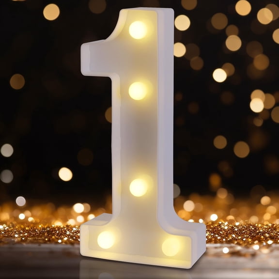LED Lighted Numbers for Birthday Decor, Small Marquee Letters, Battery Powered Light Up Numbers for Party, Wedding, Home, White
