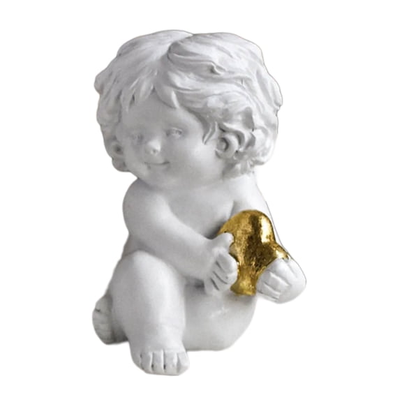 Baby Angelic Holding Heart Statue Love Expression Resins Cherub Sculpture Figurine for Home and Tabletop Decors
