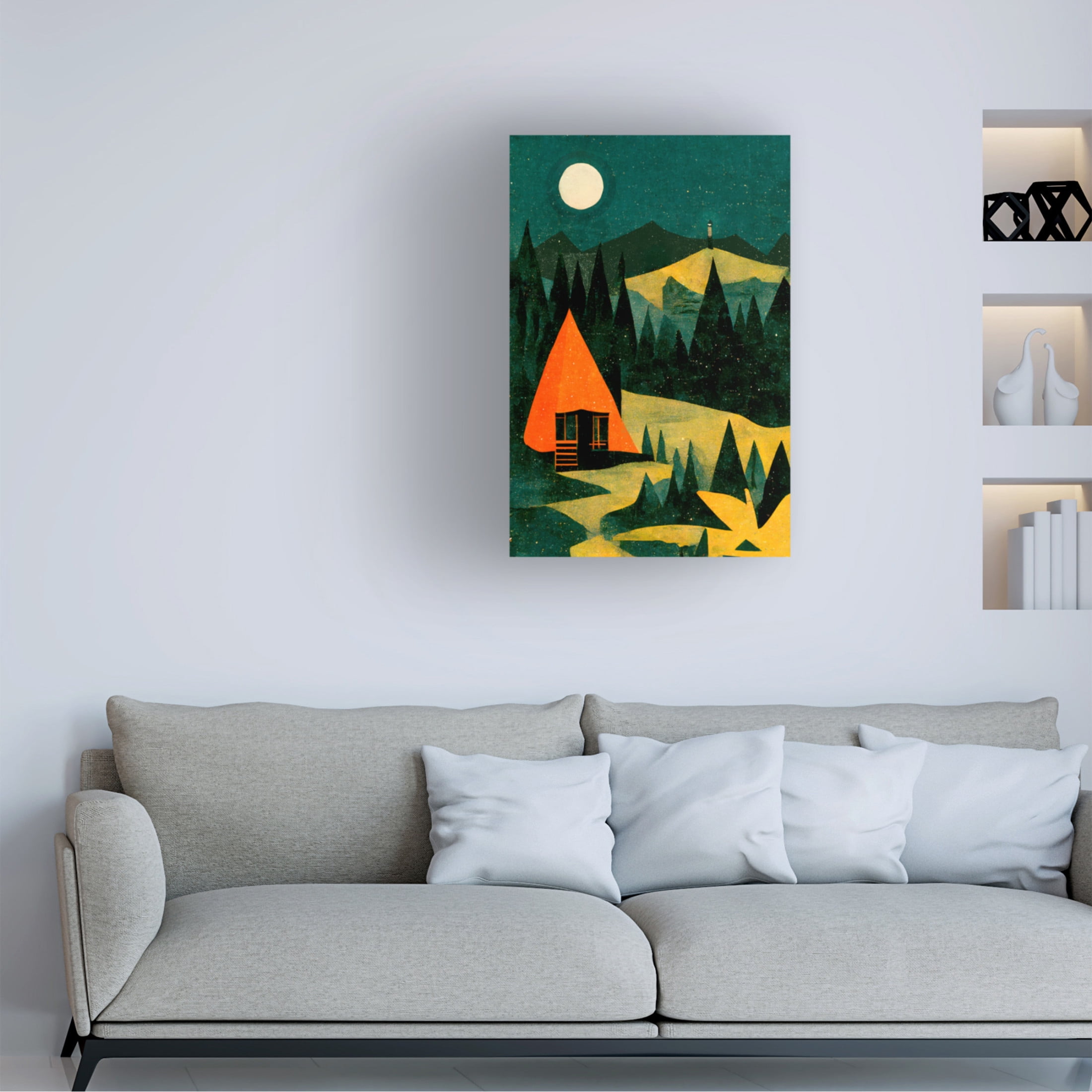 Canvas Wall Art - Treechild 'Cabin In The Forest' Wall Art for Living Room, Bedroom, or Office D?cor by Trademark Fine Art - 22 x 32 Inches