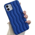 thumbnail image 1 of Funda para iPhone con diseño de ondas 3D y bordes rizados, de silicona suave, fina, a prueba de golpes (azul, iPhone 12/12 Pro), 1 of 8