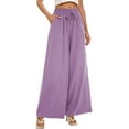 thumbnail image 5 of SWQZVT Womens Pants Casual Wide Leg Palazzo Lounge Pants Comfy High Waist Drawstring Dress Pants for Women Loose Trousers with Pocket, 5 of 7