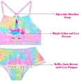 thumbnail image 4 of Nidoul Little Girls 2-Piece Swimsuit Bikini Tankini Set Ruffle Unicorn Swimwear Swim Beach Summer Bathing Suit Size 4-8 Years, 4 of 7
