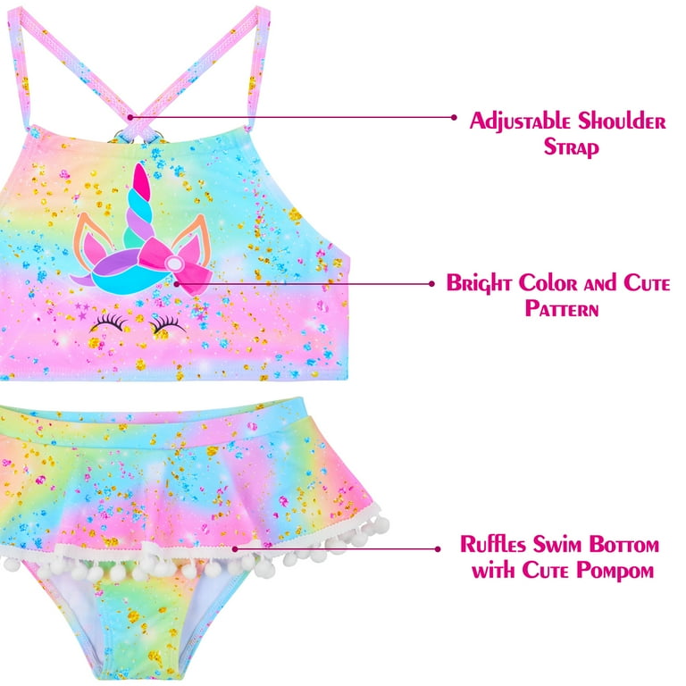 Costume Mare Bambina Costumi da Bagno Due Pezzi Costume da Bagno per Bambina Due Pezzi Bikini Tie-Dye Costumi con Volant Tankini A Balze 7-14 Anni (a-Blue, 7-8 Years