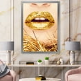 thumbnail image 3 of Designart 'Close-Up Of Golden Female Lips I' Modern Framed Art Print, 3 of 4