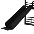 thumbnail image 3 of Queen over Queen over Queen Size Triple Bunk Bed Frame with Slide, Heavy-duty Metal Bunk Bed Frame with Safety Guardrails and Ladder for Bedroom, Apartment, Dorms, Mattress Not Included, Black, 3 of 9