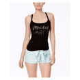 thumbnail image 2 of Betsey Johnson Womens Black Lace Inset Racerback Graphic Bridal Tank Top L, 2 of 2