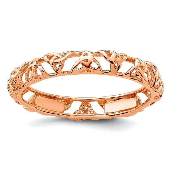 925 Sterling Silver Textured Polished Stackable Pink Plated Celtic Knot Ring Size 6 Stackable Ring for Women