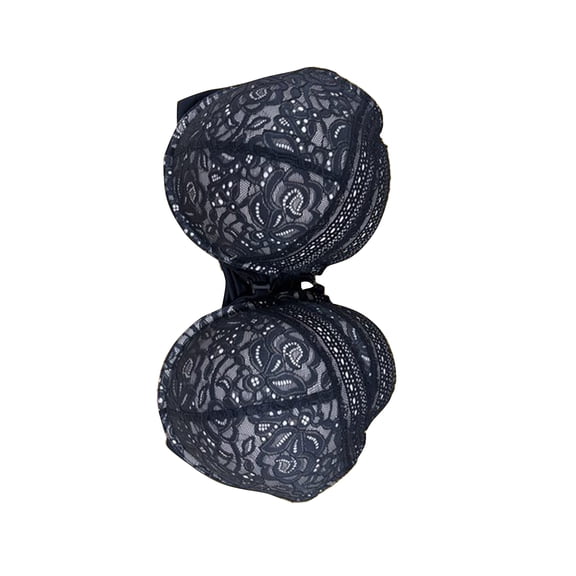 Unique Bargains Women's Lace Front Closure Push Up Underwire Bras Black 42 B