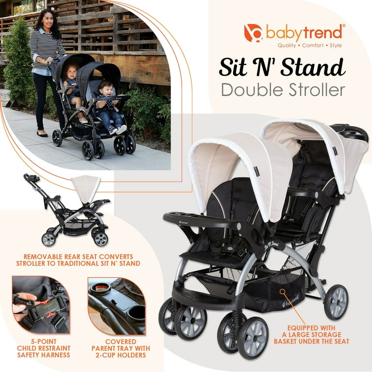 Baby Trend Sit N Stand Baby Double Stroller and Car Seats Combo