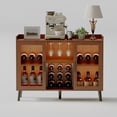 thumbnail image 4 of Eastvita Walnut - Colored Freestanding Liquor Cabinet with LED Lights/Wine Rack/Glass Holder/Suitable for Home Wine/Coffee Bars/Kitchen Buffet/Sideboard Storage in Living/Dining ..., 4 of 5