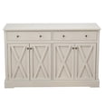 thumbnail image 6 of GZXS Farmhouse 55" Buffet Cabinet with Storage, 35.6" Tall Coffee Bar Cabinet w/2 Drawers & 4 Barn Doors & Adjustable Shelves, for Dining Room, Kitchen, Living Room, Vintage White, 6 of 9