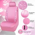 thumbnail image 5 of CAR GRAND Bling Car Seat Covers Front Pair, Shining Rhinestone Diamond Waterproof Faux Leather, Universal Fit Automotive Glitter Crystal Sparkle Strips for Cute Women Girl, solid pink, 5 of 7