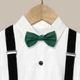 thumbnail image 6 of AOMPMSDX Boys Outfits Set Kids Boys Summer British Style Short Sleeved Shirt Suspenders Shorts Bow Tie 4Pc Children Performance Suit Green 5 -6, 6 of 6