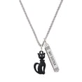 thumbnail image 1 of Delight Jewelry Tall Sitting Matte Black Cat Silvertone Always My Sister Bar Charm Necklace, 23", 1 of 4