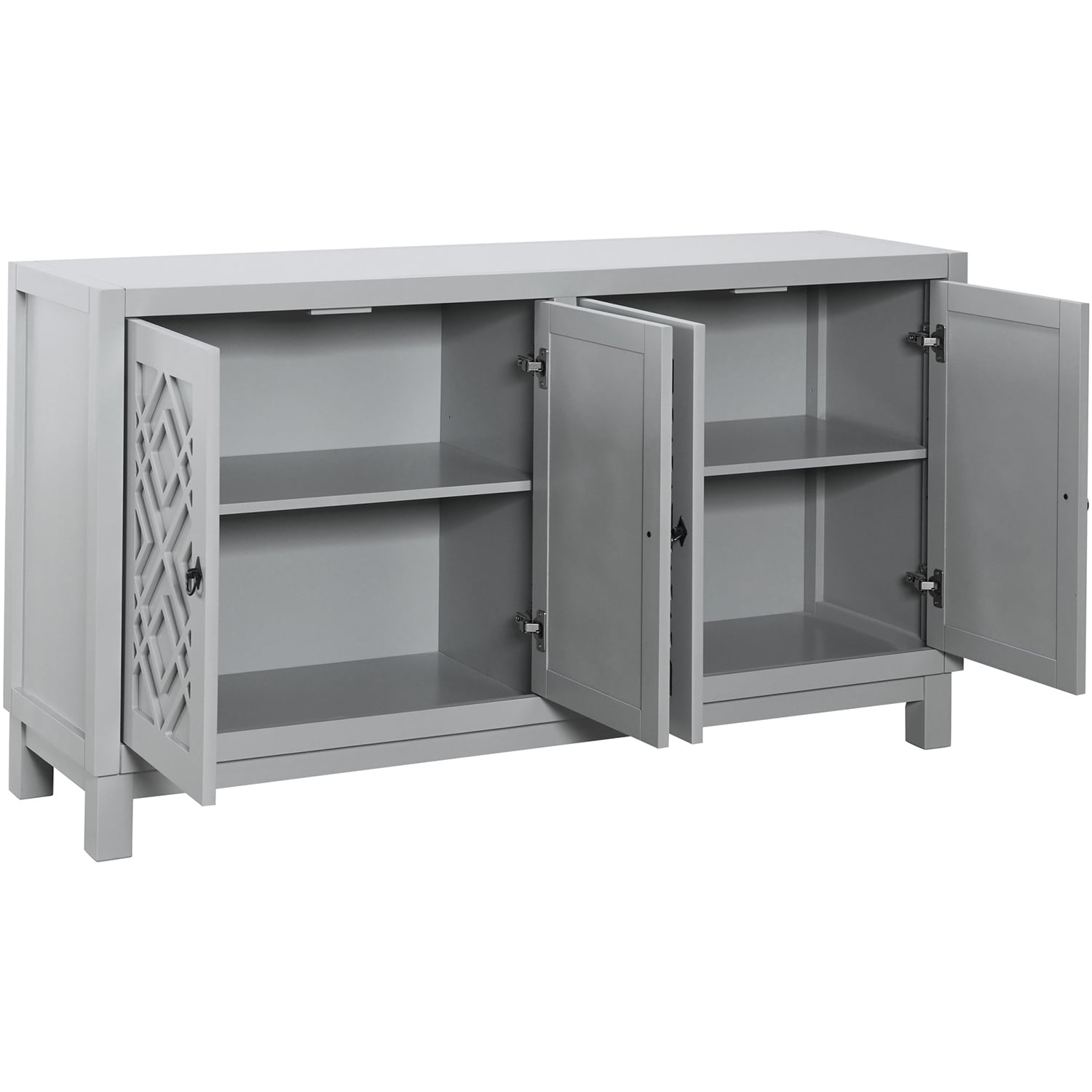 Kepooman 4 Door Buffet Cabinet, 60" Storage Sideboard Buffet Cabinet with Pull Ring Handles for Kitchen, Light Gray Kepooman 4 Door Buffet Cabinet, 60" Storage Sideboard Buffet Cabinet with Pull Ring Handles for Kitchen, Light Gray