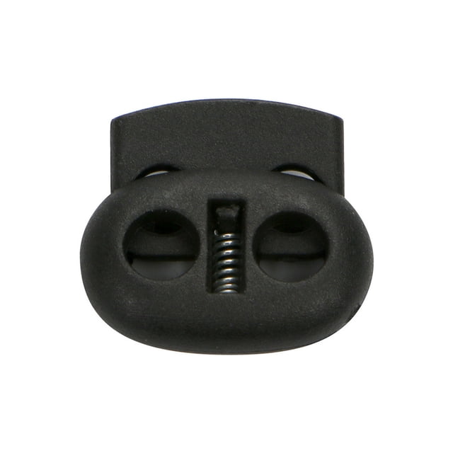 Minnieouse 100 piezas, tapón de plástico, cordón de zapato, bloqueo de cordón, cordón de cuerda de resorte de doble orificio único, cordón Accesorios de disfraces negro 2 1.9*1.7