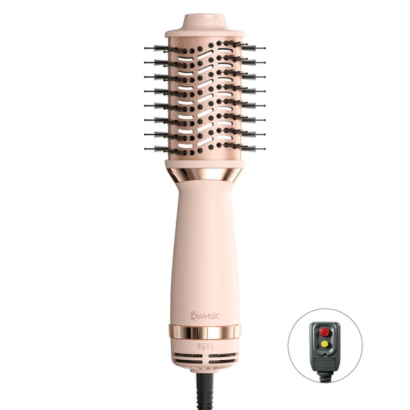 OWMSIC Blow Dryer Brush, Lightweight 4-in-1 Ionic Hair Dryer Brush with 3 Heat Settings, Anti-Frizz Ceramic Titanium Hot Air Brush for Home & Travel, Pink