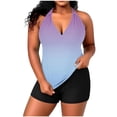 thumbnail image 3 of Rvasteizo Womens Tankini Top Plus Size Print Neck 2 Piece Swimsuit Adjustable Straps, 3 of 5