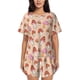 thumbnail image 1 of Fotbe 70s Mushroom Conjunto de Pijama Estampado para Mujer, 2 Piezas, Ropa de Dormir con Camiseta de Manga Corta y Shorts Suaves-Medium, 1 of 6