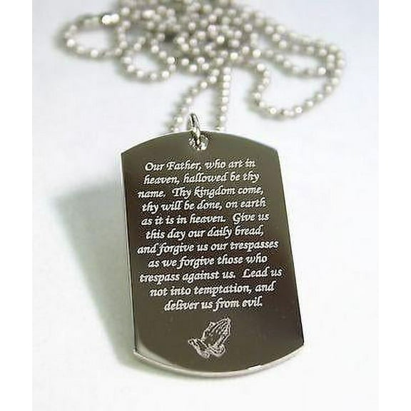 LORD'S PRAYER RELIGIOUS PRAYER DOG TAG NECKLACE STAINLESS STEEL