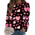 thumbnail image 5 of SOMOWI Chandails à Capuchon et Chandails Mode pour Femmes Imprimé Col Rond Coupe Ajustée Chandail à Enfiler Manches Longues Entraînement Blouse Ample Rose Vif Sortie Hauts d'Automne m, 5 of 5