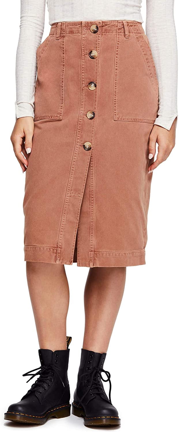 brown button up skirt