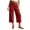Red, variant on Bosfbaoi Pants for Women Drawstring Expandable Waist Linen Straight Leg Womens Pants Casual Full Length Palazzo Beach Trousers with Side Pockets